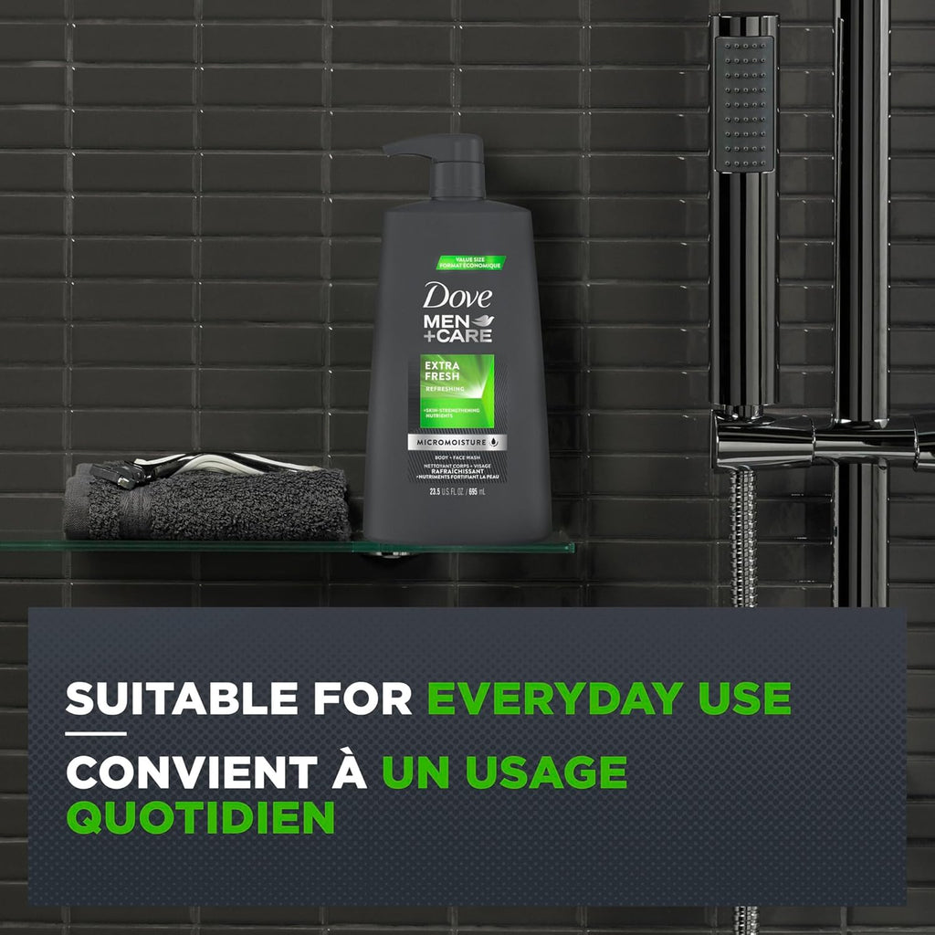 Body & Face Wash for Cooling Refreshment and Skin Strenghtening Nutrients Extra Fresh Body Wash with Micromoisture Technology 695 Ml