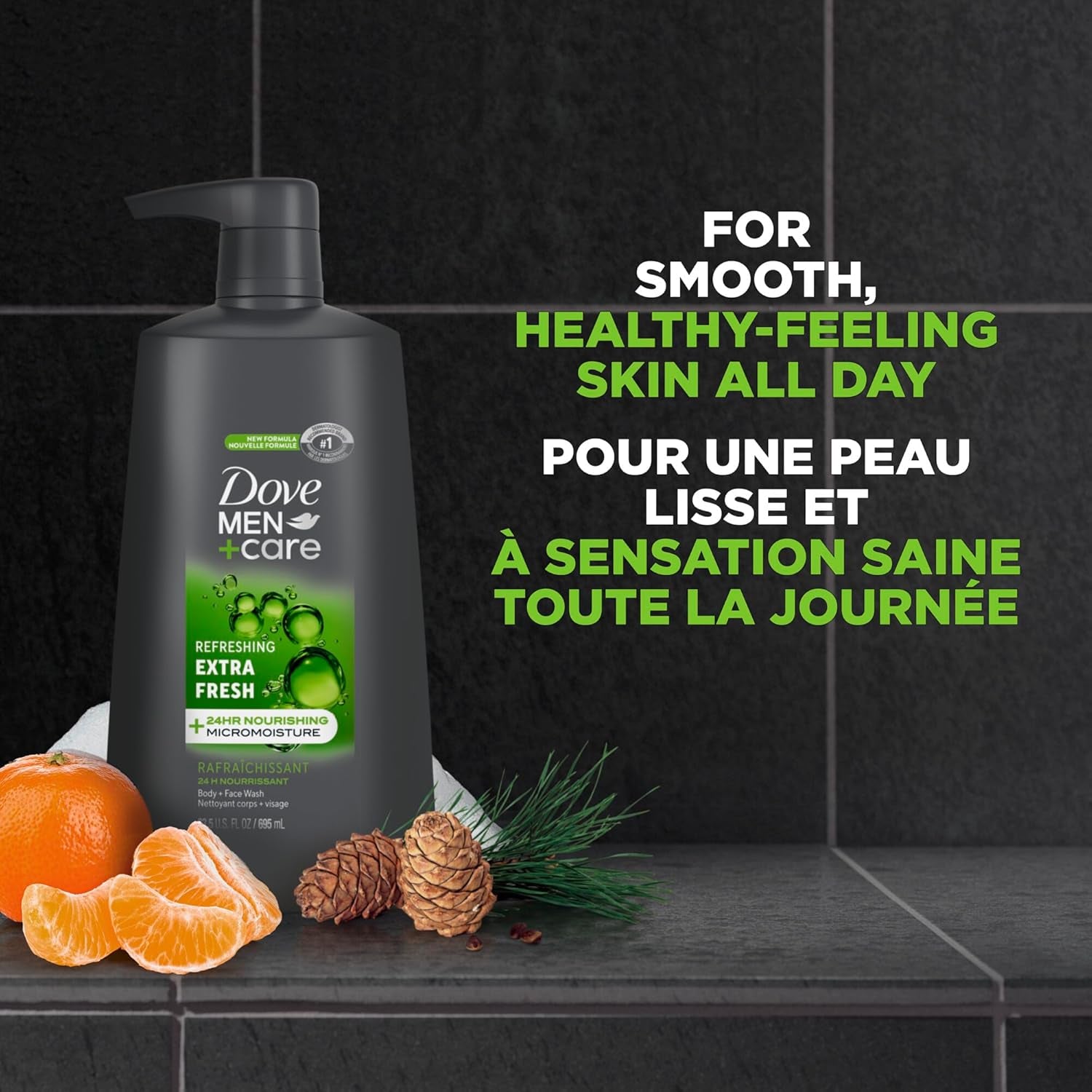 Body & Face Wash for Cooling Refreshment and Skin Strenghtening Nutrients Extra Fresh Body Wash with Micromoisture Technology 695 Ml