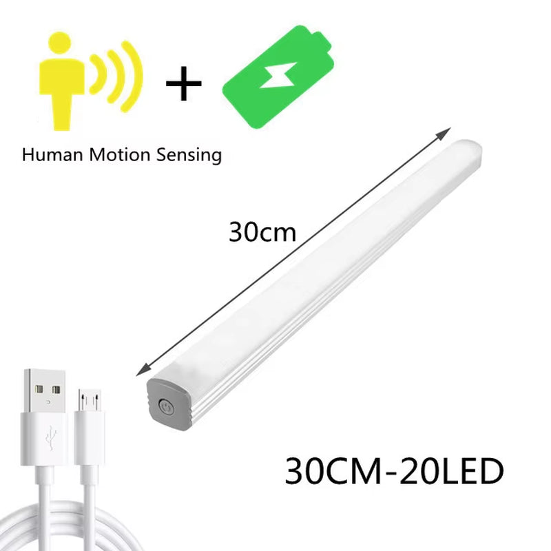 LED Cabinet Light 15/21/30CM Kitchen Wireless Dimming USB Rechargeable Motion/Hand-Sweep Sensor Bedroom Wardrobe Night Lamp