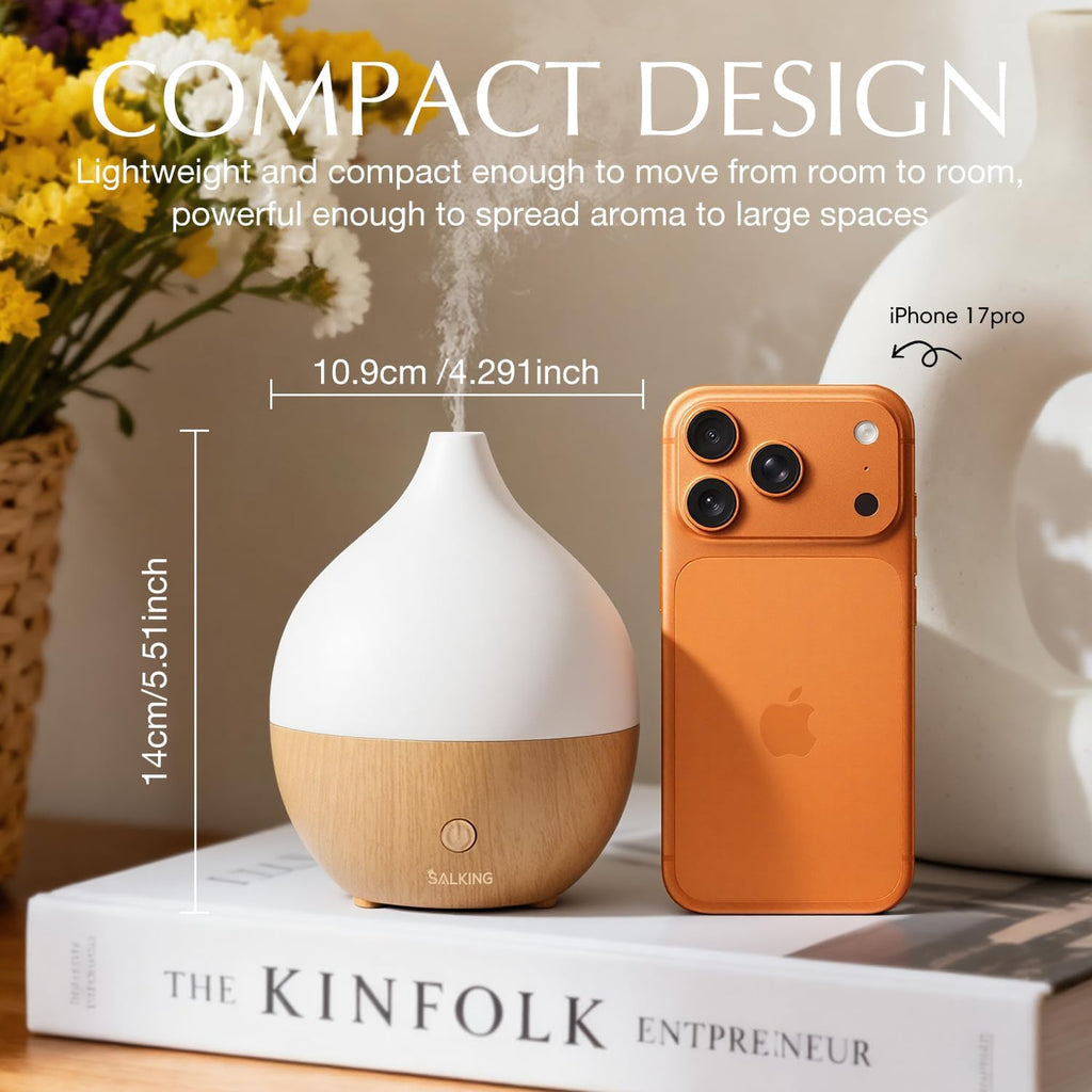 Essential Oil Diffuser, 100Ml Small Aromatherapy Diffuser with Auto Shut-Off Function, Ultrasonic Diffusers for Essential Oils, Cool Mist Humidifier with Warm White Lights, for Office Home