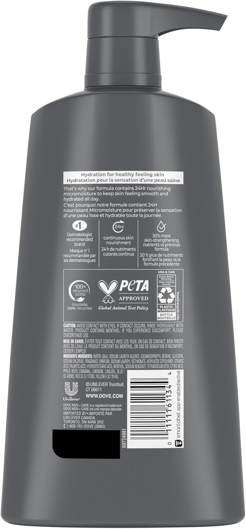 Body & Face Wash for Cooling Refreshment and Skin Strenghtening Nutrients Extra Fresh Body Wash with Micromoisture Technology 695 Ml